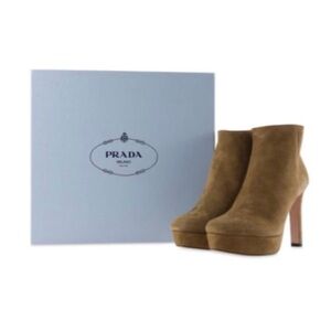 Prada Tan Heeled Boots
